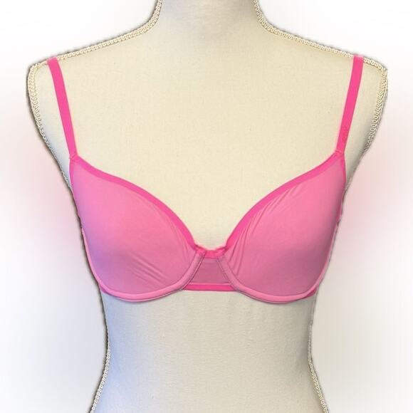 NWT Aerie Smoothez Full Coverage Neon Pink Underwire Bra 32D 34C 30DD - Picture 1 of 11